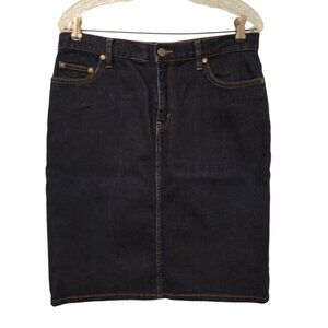 Vintage Y2K 2000s LRL Lauren Jeans Co Ralph Lauren Denim Knee Skirt W/ Slit Sz 8
